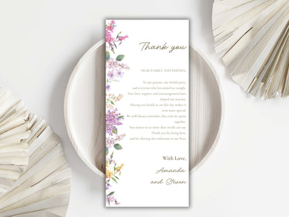 Wedding Menu Template, Thank You Card. WI198