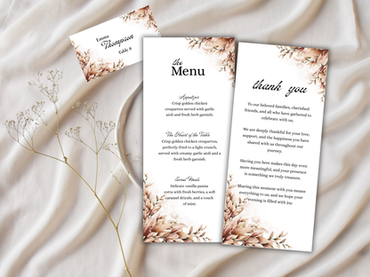 Wedding Thank you Card, Menu Card, Table Card. WI326