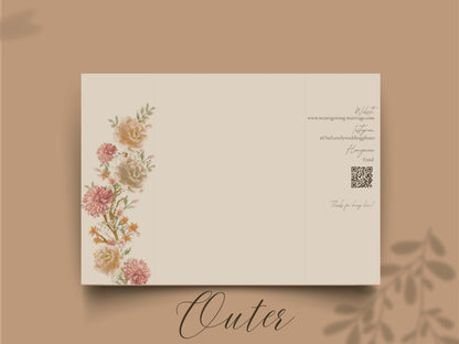 Gatefold Wedding Invitation Template with Itinerary | Floral Boho Wedding Invite | RSVP & Timeline Card | Printable Digital Download. WI165