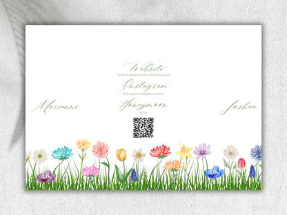 Elegant Gatefold Wedding Invitation | Floral Folded Invite | Printable Wedding Template | RSVP & Details Card | Editable PDF. WI134