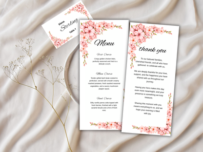 Wedding Thank you Card, Menu Card, Table Card. WI356