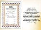 Nikkah Certificate Digital Download Personalised, A4, A3, Template, Editable, Nikkah Nama, Nikkah Contract, Muslim Contract. NN273