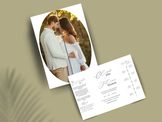 Minimalist Gatefold Wedding Invitation | Modern Elegant Wedding Card | Simple Wedding Invite with Details. WI156
