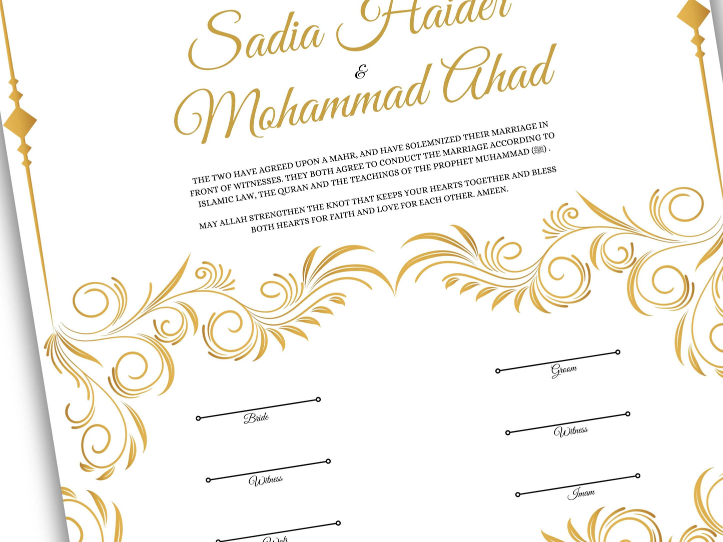 Luxury Nikkah Certificate in Pdf, Nikkah Contract Template, Traditional Islamic Wedding Agreement, Digital Download. NN197