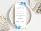 Floral Wedding Menu & Thank You Template | Editable Canva Place Card. WI209