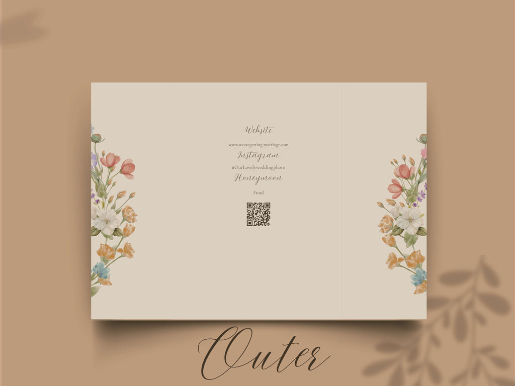 Watercolor Flower Wedding Invitation | Printable Invitation Suite | Romantic Botanical Design. WI170