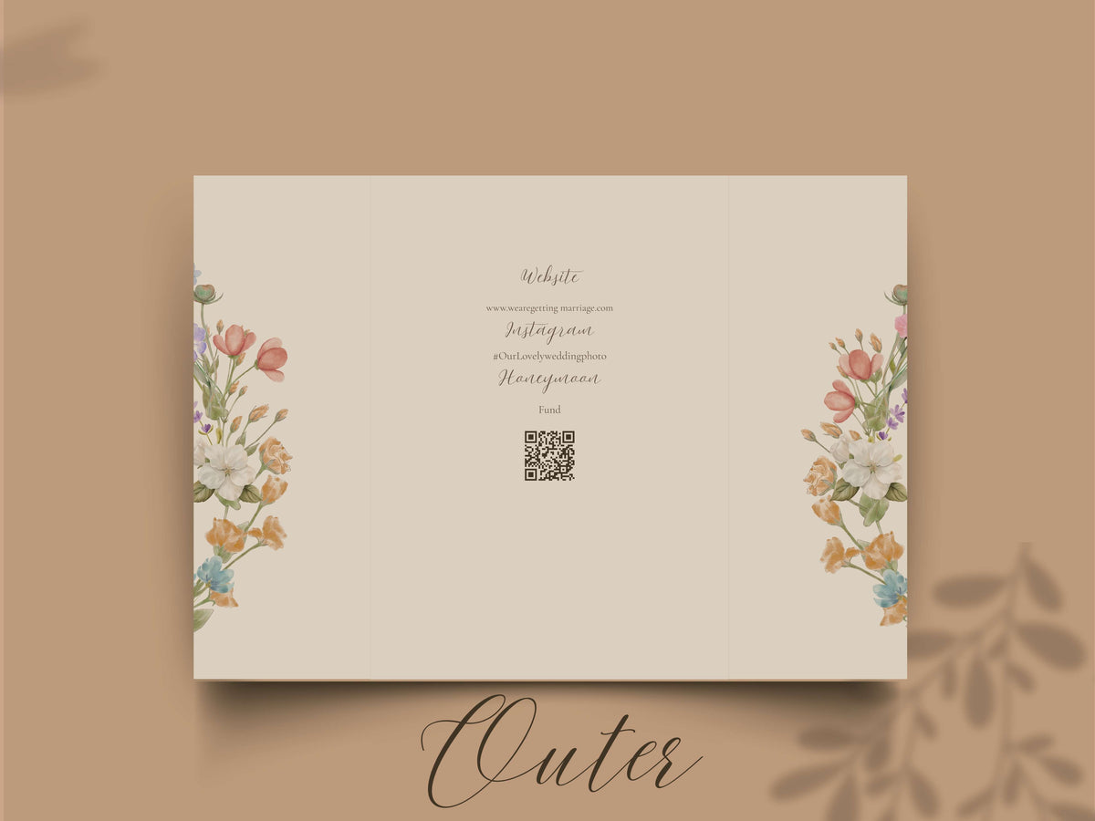 Watercolor Flower Wedding Invitation | Printable Invitation Suite | Romantic Botanical Design. WI170