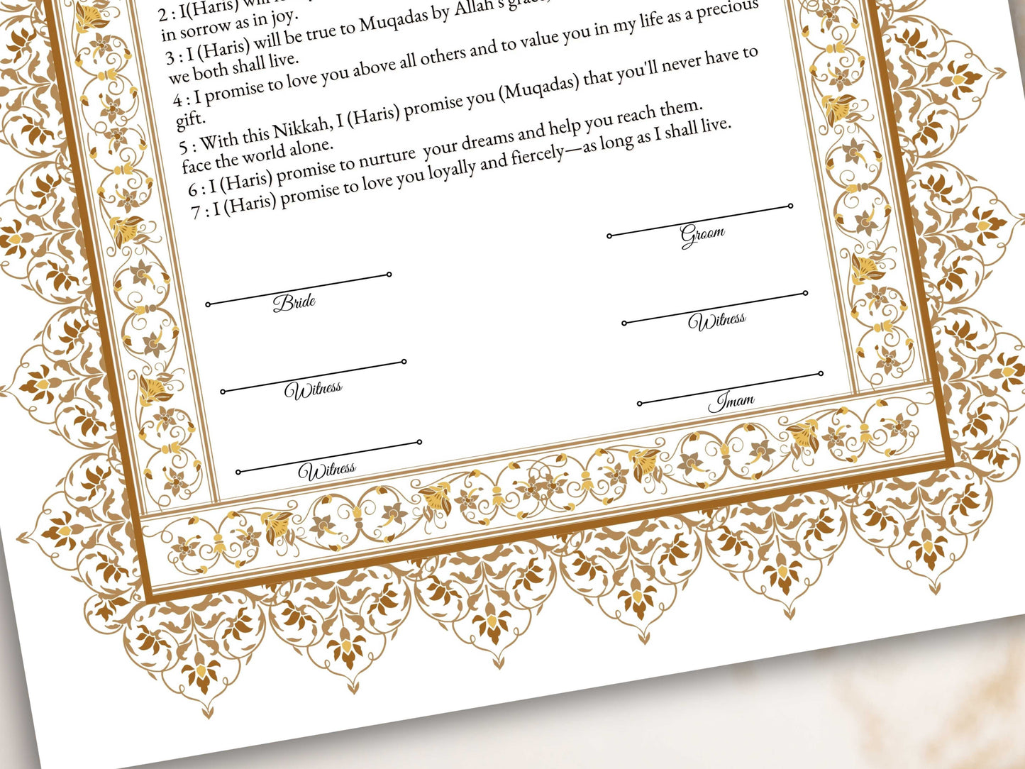 Printable Nikkah Contract, Islamic Wedding Contract, Muslim Nikkah Certificate, Personalised, A4, A3, Template, Instat Download. NN202