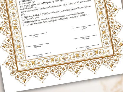 Printable Nikkah Contract, Islamic Wedding Contract, Muslim Nikkah Certificate, Personalised, A4, A3, Template, Instat Download. NN202