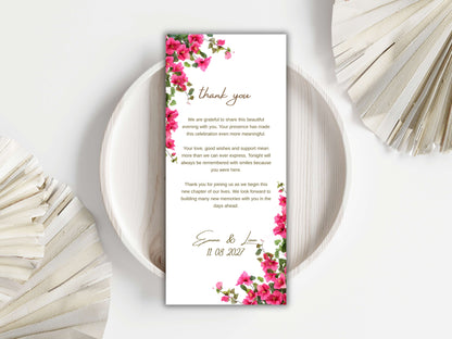Wedding Menu Template, Editable Place Card & Thank You Note. WI199