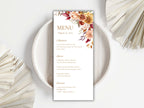 Boho Autumn Wedding Menu Template, Editable Place Card & Thank You Note, Fall Floral Wedding Printables. WI191