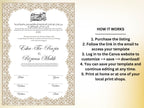 Nikkah Certificate, Nikkah Islamic Marriage Certificate, Printable, Custom Name Nikkah. Quran Verse, Digital Download. NN246