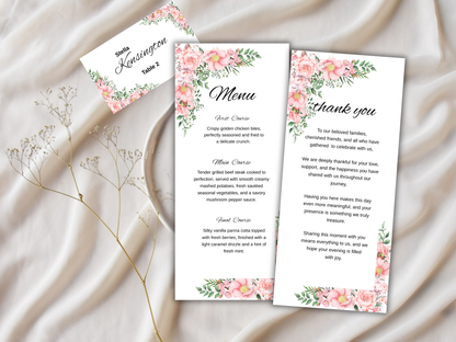 Wedding Thank you Card, Menu Card, Table Card. WI354
