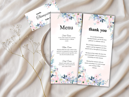 Wedding Thank you Card, Menu Card, Table Card. WI350
