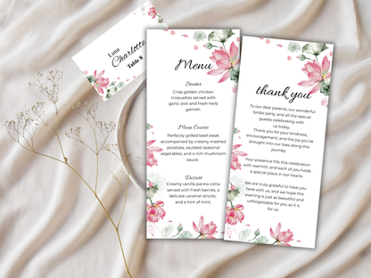 Wedding Thank you Card, Menu Card, Table Card. WI312