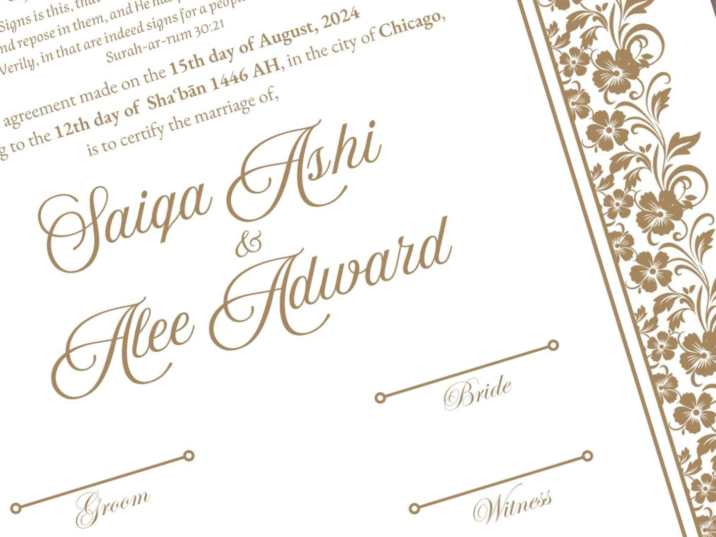 Nikkah Certificate Digital Download Personalised, A4, A3, Nikkah Template, Instat Download. NN281