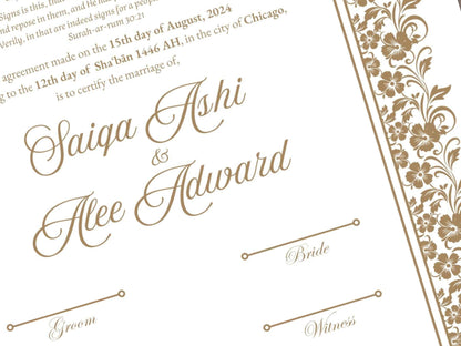 Nikkah Certificate Digital Download Personalised, A4, A3, Nikkah Template, Instat Download. NN281