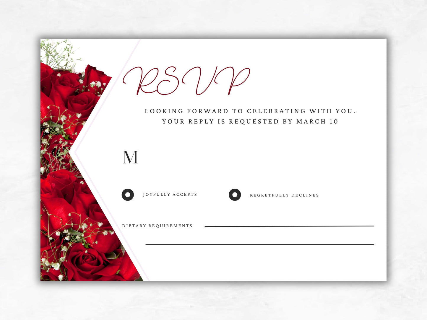 Red Rose Wedding Invitation set, Red Rose RSVP, Details Editable, Menu Card, Printable Wedding Suite, Wedding Invitation Template. WT48