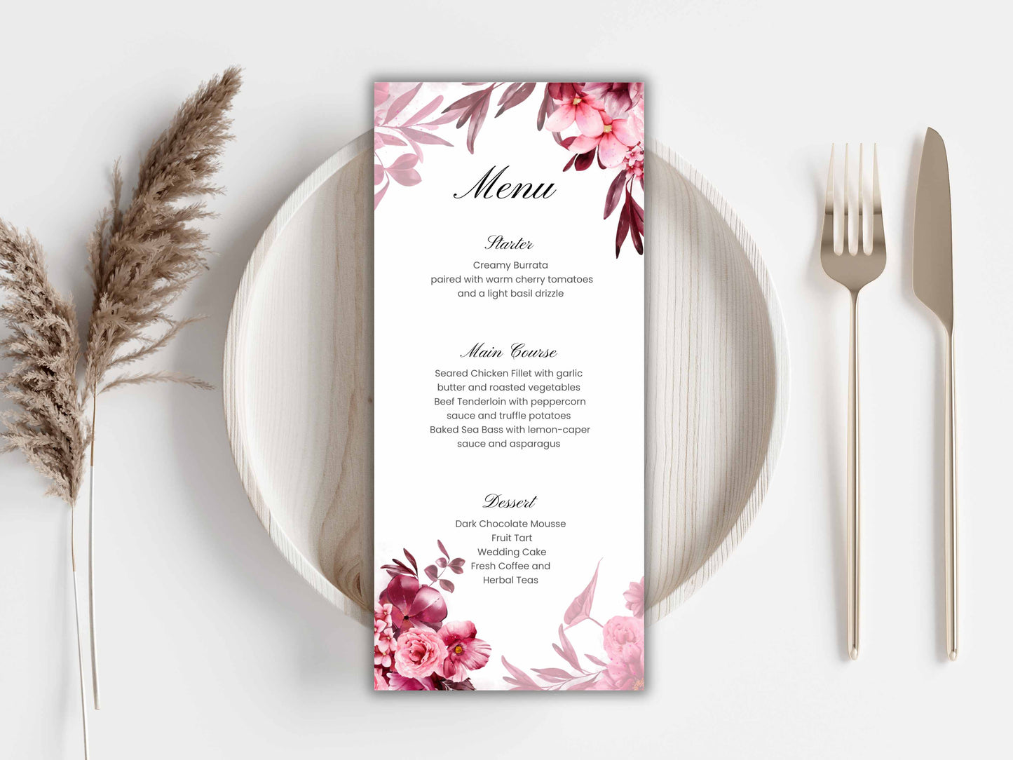 Wedding Invitation Bundle, RSVP, Thank You Card, Table Card, Menu Card, Reception Card, Details Card. WI236