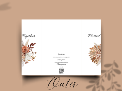 Rustic Floral Gatefold Wedding Invitation Template | Boho Save the Date & Event | Editable Invitation Suite | Fall Wedding Template. WI182