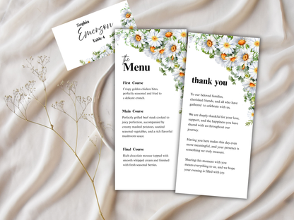 Wedding Thank you Card, Menu Card, Table Card. WI363