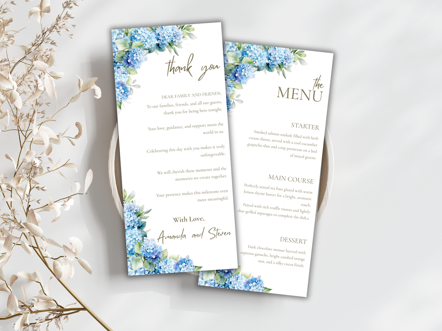 Wedding Invitation Bundle, RSVP, Thank You Card, Table Card, Menu Card, Reception Card, Details Card. WI230