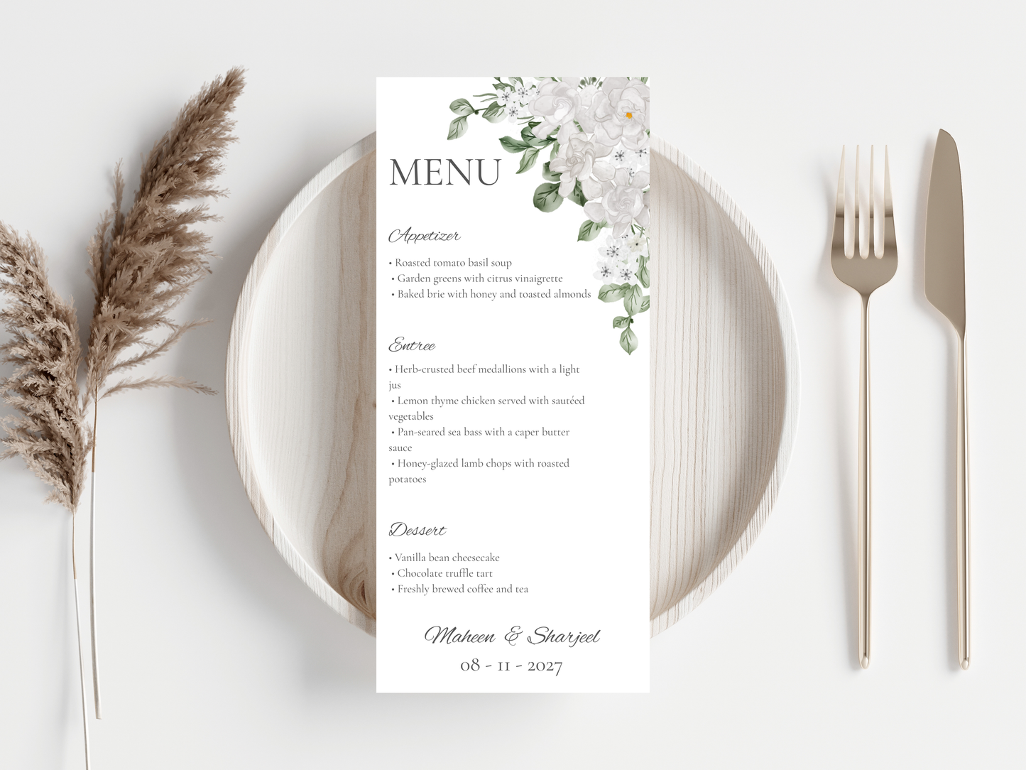Wedding Invitation Bundle, RSVP, Thank You Card, Table Card, Menu Card, Reception Card, Details Card. WI244
