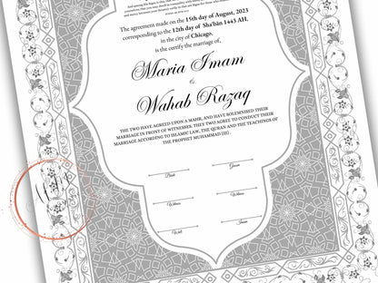 Nikkah Contract Template,Printable Nikkah Contract,Editable Nikkahnama, Muslim Wedding Certificate,Digital Download. NN190