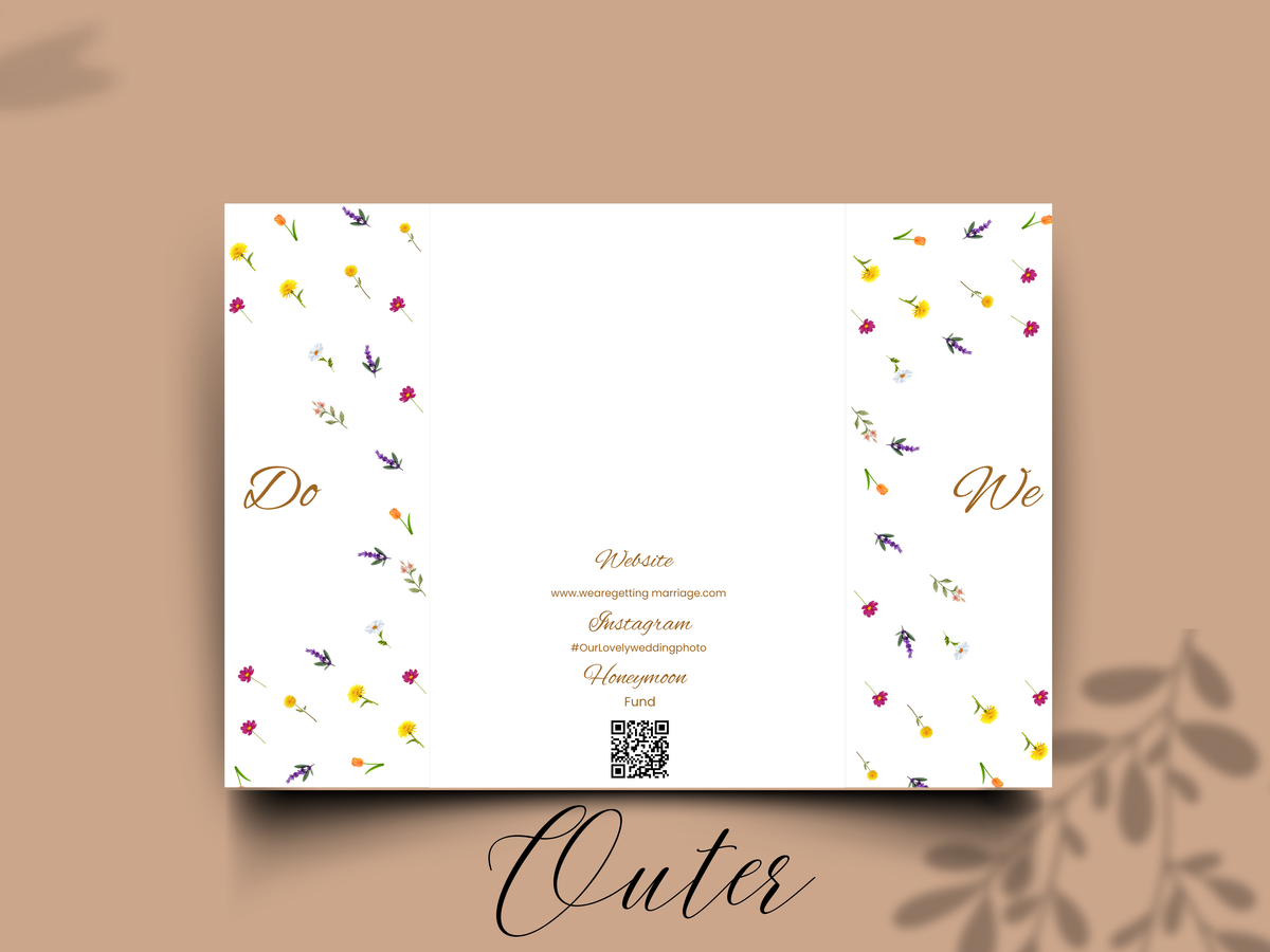 Editable Wedding Invitation Template | Wildflower Gatefold Design | Boho Rustic Canva Invite | Printable Wedding Program. WI185