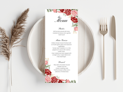 Wedding Invitation Bundle, RSVP, Thank You Card, Table Card, Menu Card, Reception Card, Details Card. WI232
