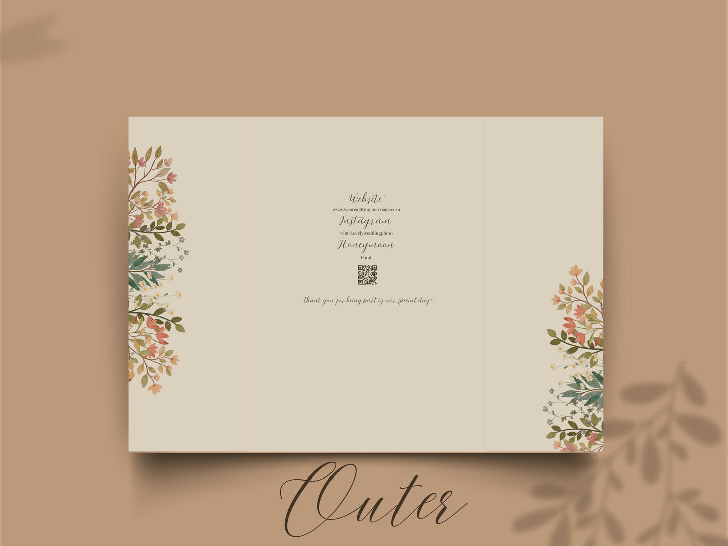 Floral Wedding Invitation Template | Save the Date with Timeline Schedule & Dress Code | Elegant Editable Printable Invite. WI169