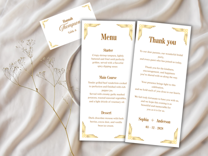 Wedding Thank you Card, Menu Card, Table Card. WI298