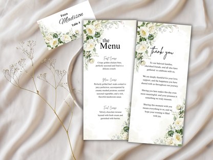 Wedding Thank you Card, Menu Card, Table Card. WI361