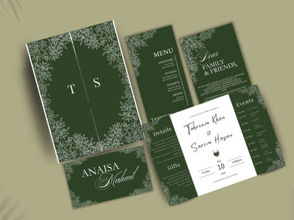 Gatefold Wedding Invitation Template, Menu Card, Thank you Card, Place Card, Name Card WI264