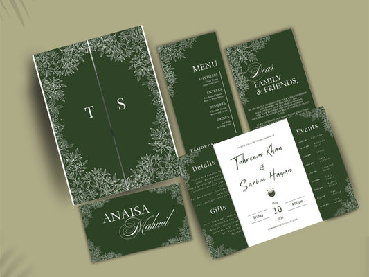 Gatefold Wedding Invitation Template, Menu Card, Thank you Card, Place Card, Name Card WI264