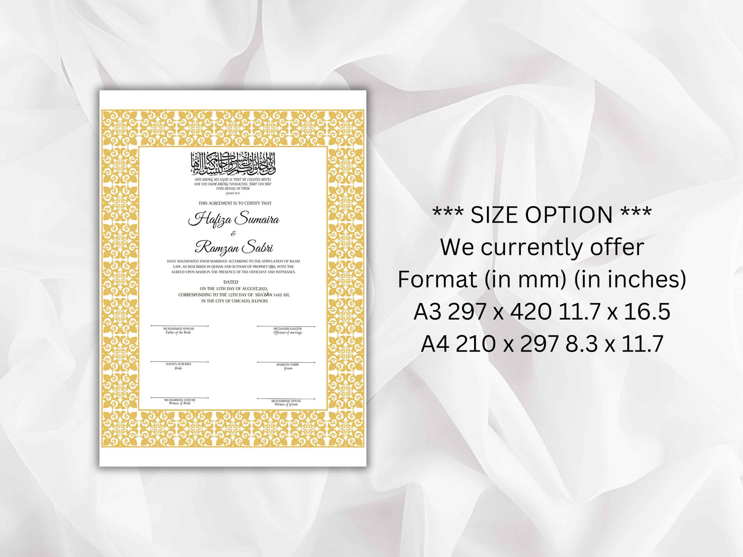 Printable Nikkah Contract Template | Islamic Marriage | PDF Muslim Marriage Contract | Authentic Islamic Wedding Sign Agreement. NN117