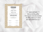 Muslim Nikkah Certificate Template, A3, A4. NN115