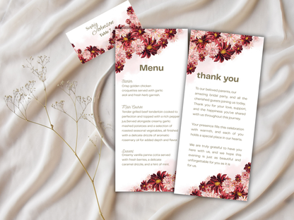 Wedding Thank you Card, Menu Card, Table Card. WI308