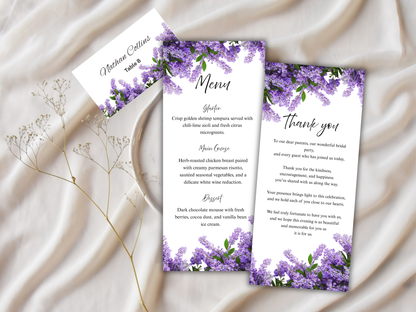 Wedding Thank you Card, Menu Card, Table Card. WI295