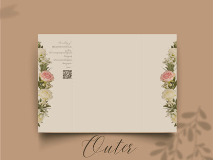 Elegant Wedding Invitation Card | Modern Floral Timeline Invite | Printable Details & Schedule | Personalized Digital Download. WI162