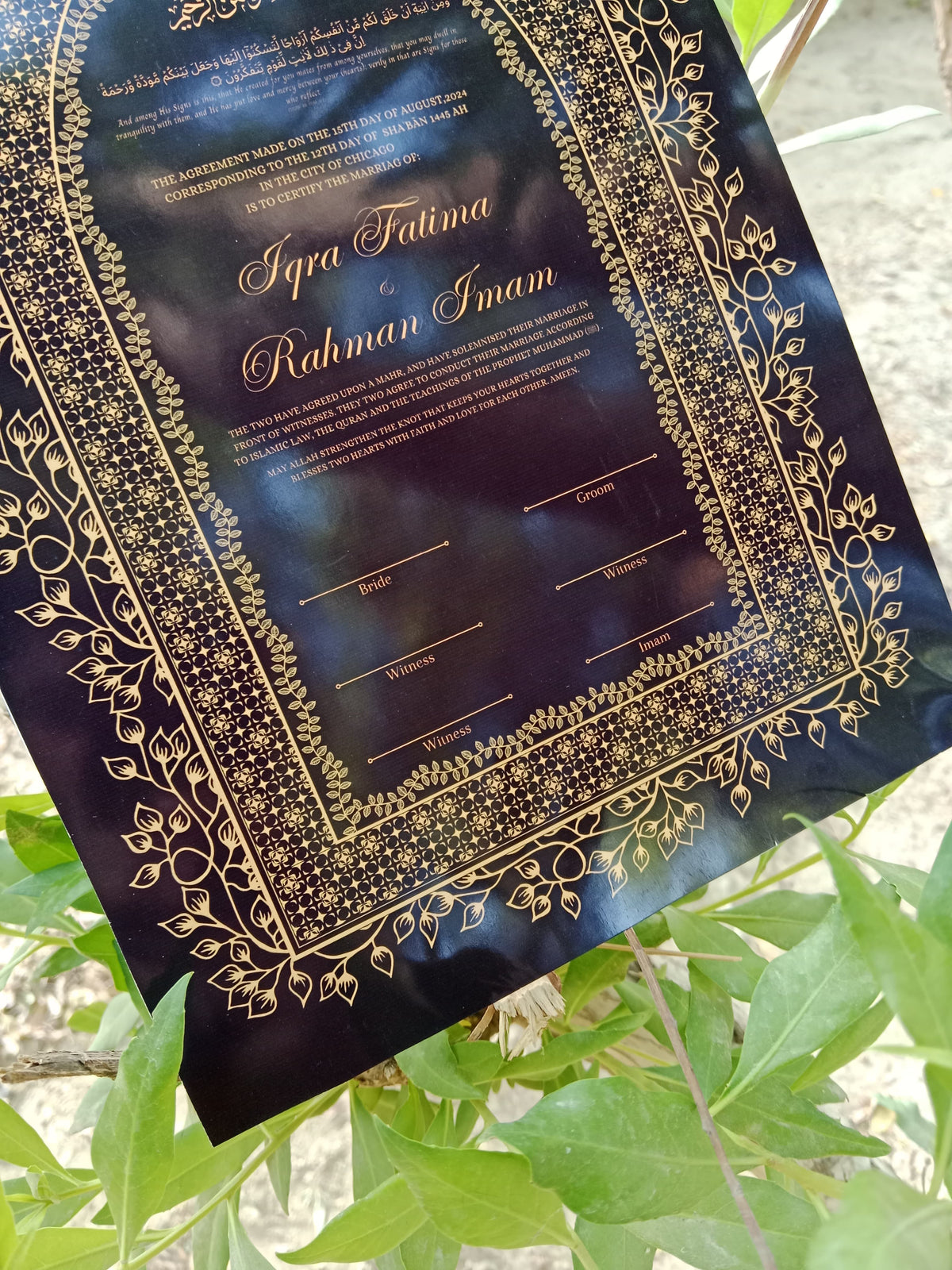 Nikkah Certificate , Nikkah Certificate, Nikkahnama, Muslim Marriage Certificate, A4Certificate