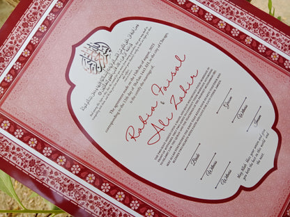 Nikkah Certificate , Nikkah Certificate, Nikkahnama, Muslim Marriage Certificate, A3 Certificate