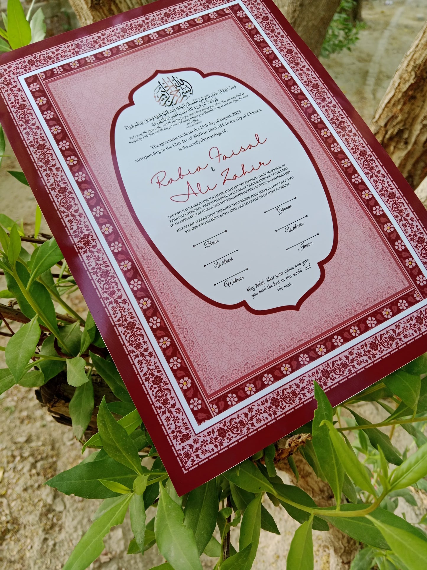 Nikkah Certificate , Nikkah Certificate, Nikkahnama, Muslim Marriage Certificate, A3 Certificate