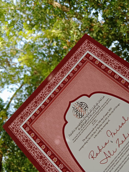 Nikkah Certificate , Nikkah Certificate, Nikkahnama, Muslim Marriage Certificate, A3 Certificate