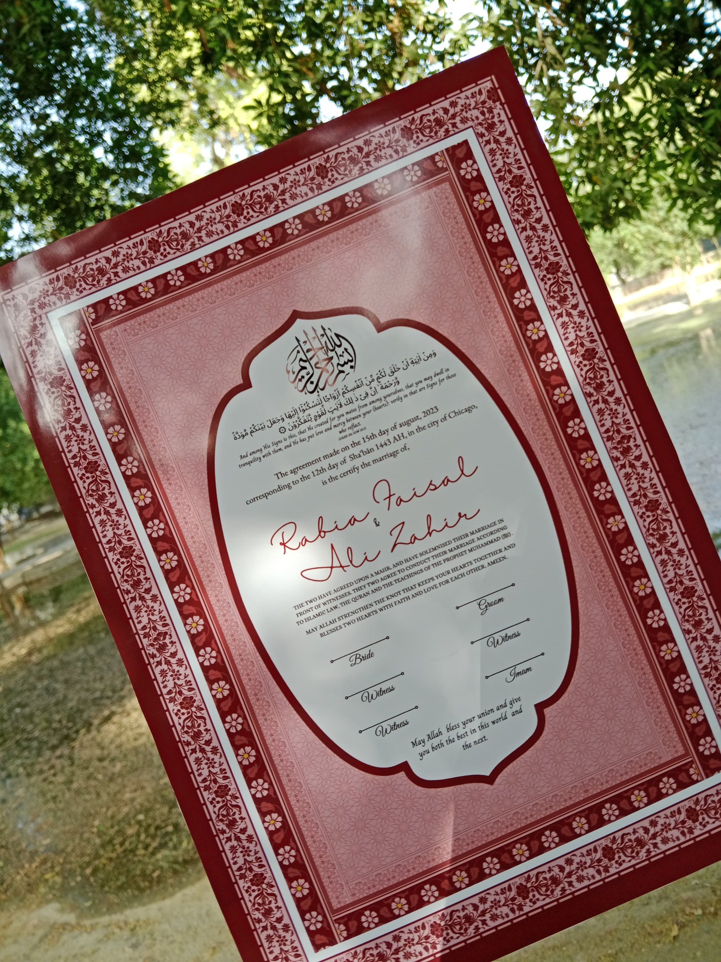 Nikkah Certificate , Nikkah Certificate, Nikkahnama, Muslim Marriage Certificate, A3 Certificate