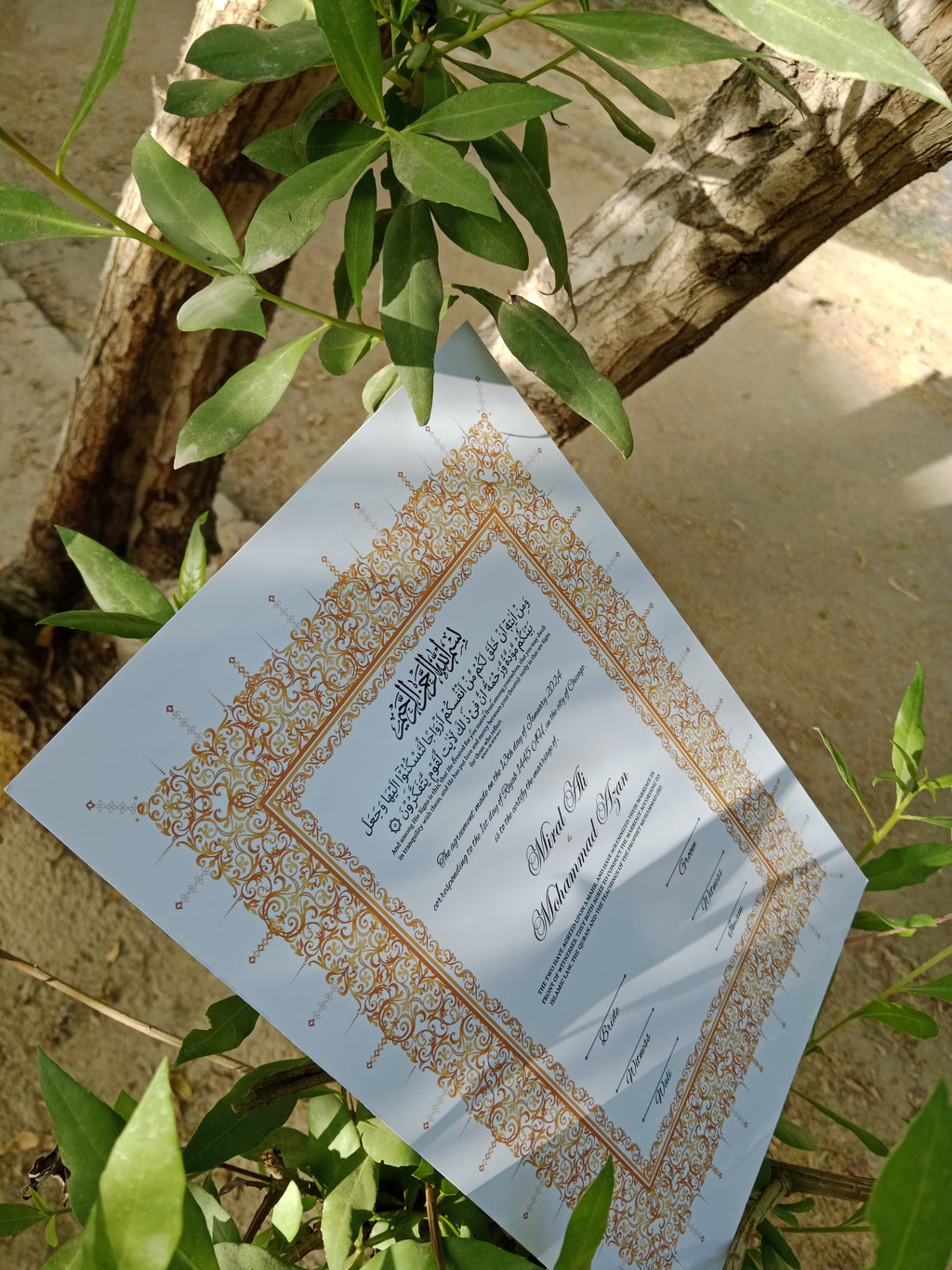 Nikkah Certificate , Nikkah Certificate, Nikkahnama, Muslim Marriage Certificate, A3 Certificate