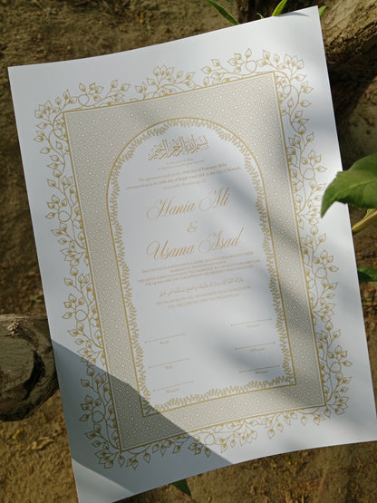 A3 Nikkah Certificate , Nikkah Certificate, Nikkahnama, Muslim Marriage Certificate, A3 Certificate