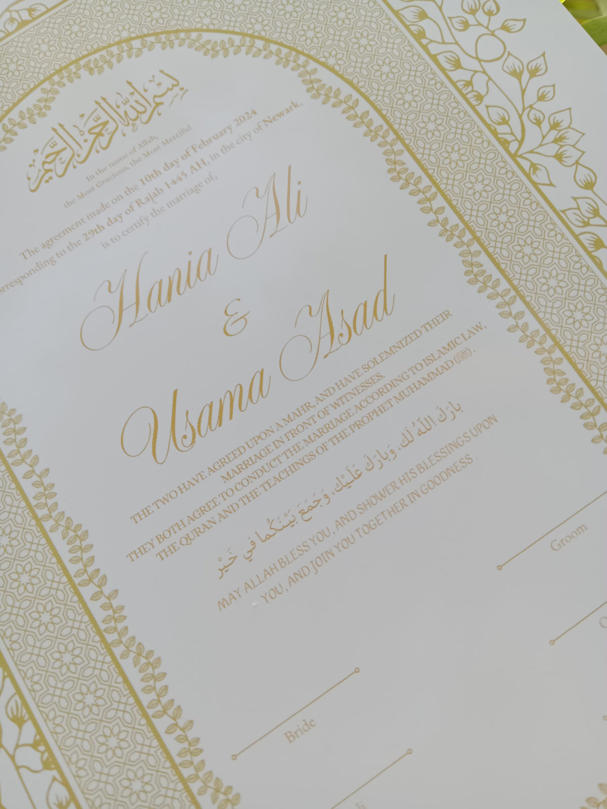 A3 Nikkah Certificate , Nikkah Certificate, Nikkahnama, Muslim Marriage Certificate, A3 Certificate