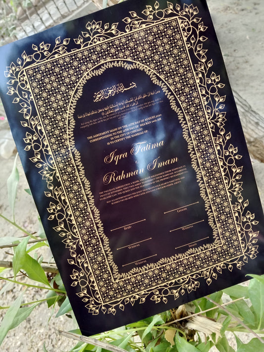 Nikkah Certificate , Nikkah Certificate, Nikkahnama, Muslim Marriage Certificate, A3 Certificate