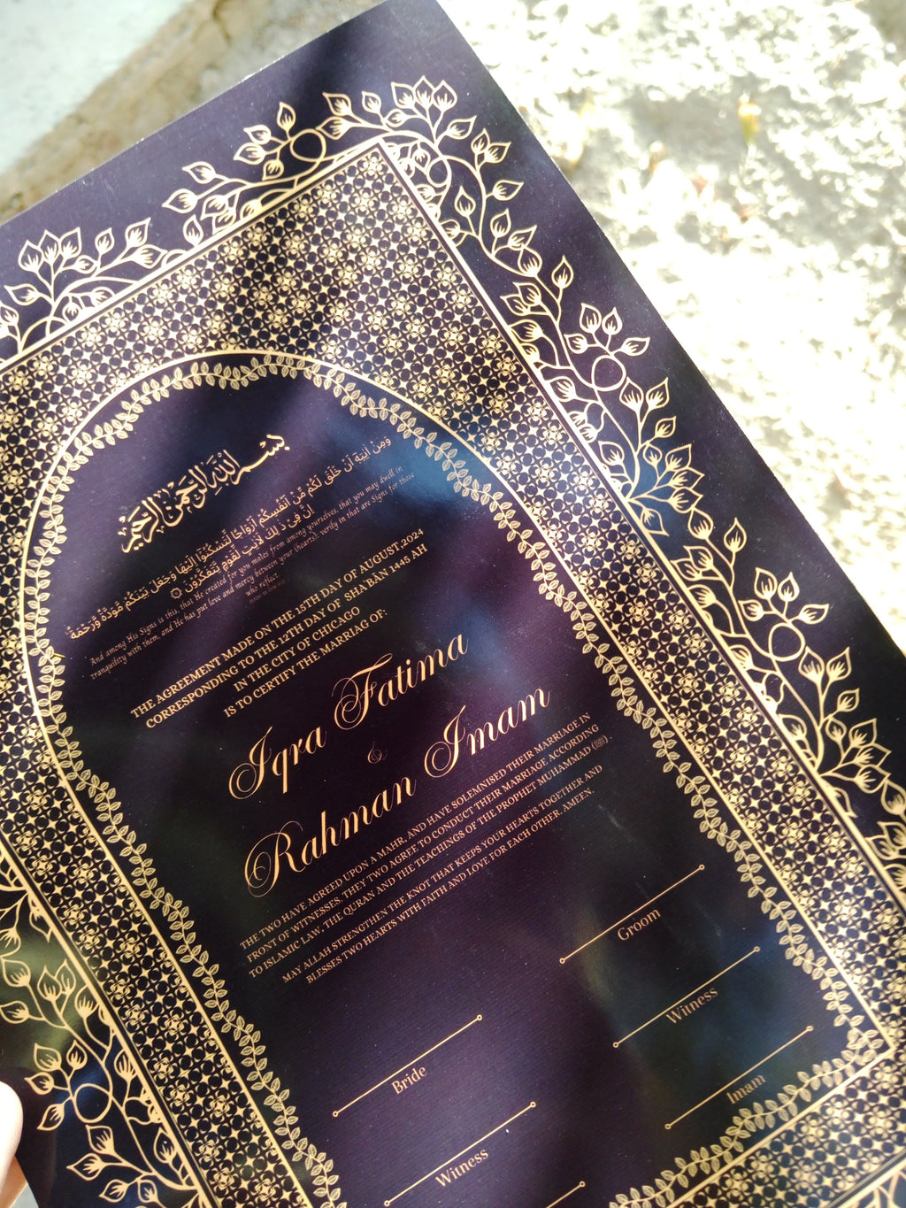 Nikkah Certificate , Nikkah Certificate, Nikkahnama, Muslim Marriage Certificate, A3 Certificate